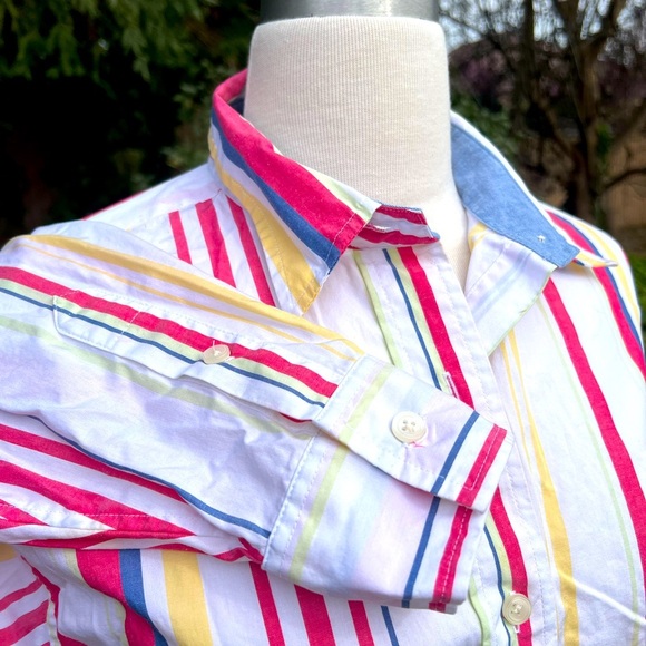 TALBOTS Colorful 😁 Striped Button-Up Shirt - Picture 4 of 7